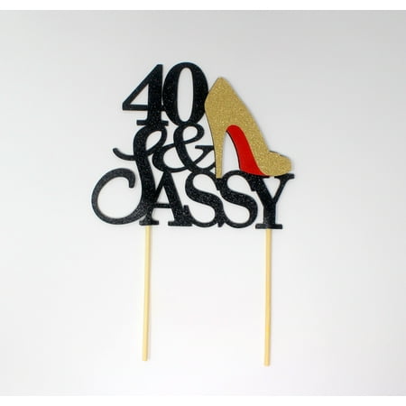 All About Details 40 Sassy Cake Topper Black And Gold 1pc