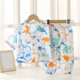 thumbnail image 3 of Kids Toddler Girls 3/4 Sleeve Lounge Sets 2 Piece Casual Outfits Button Down Tops Pants Summer Fall Cotton Cute Clothes 1 Years, Sky Blue, 3 of 3