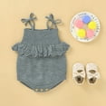 thumbnail image 6 of QUYUON Newborn Infant Ribbed Knit Rompers Toddler Baby Girls Spaghetti Strap Ruffle Flounce Knitted Jumpsuits One-Piece Bodysuits Outerwear Sweater Coat Gray 80, 6 of 8