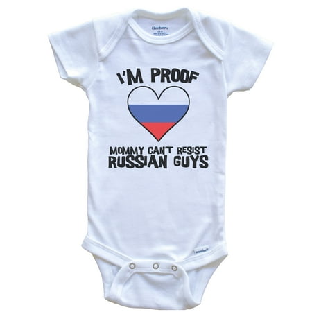 

I m Proof Mommy Can t Resist Russian Guys Russia Flag Heart Baby Bodysuit 0-3 Months White