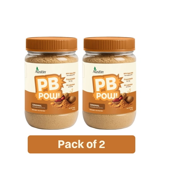 PBPow! Original Powdered Peanut Butter, 8 oz (227g) - [Pack of 2] - Non-GMO, Gluten Free, Vegan, Plant-Protein