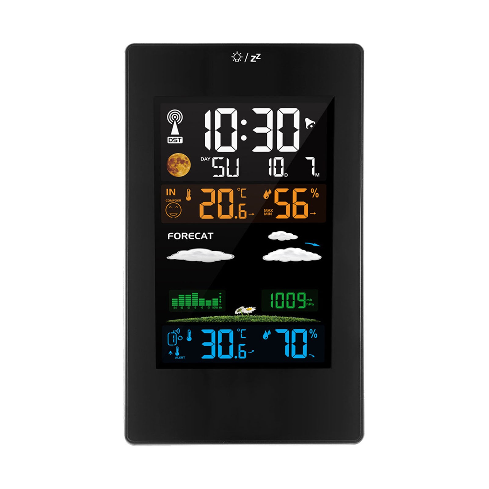 Weather Station Weather Clock Wireless Color Display Digital Temperature Humidity Monitor Indoor Outdoor ,Easy to Operate
