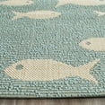 thumbnail image 4 of SAFAVIEH Courtyard Trena Fish Print Indoor/Outdoor Runner Rug, 2'3" x 10', Aqua/Beige, 4 of 10