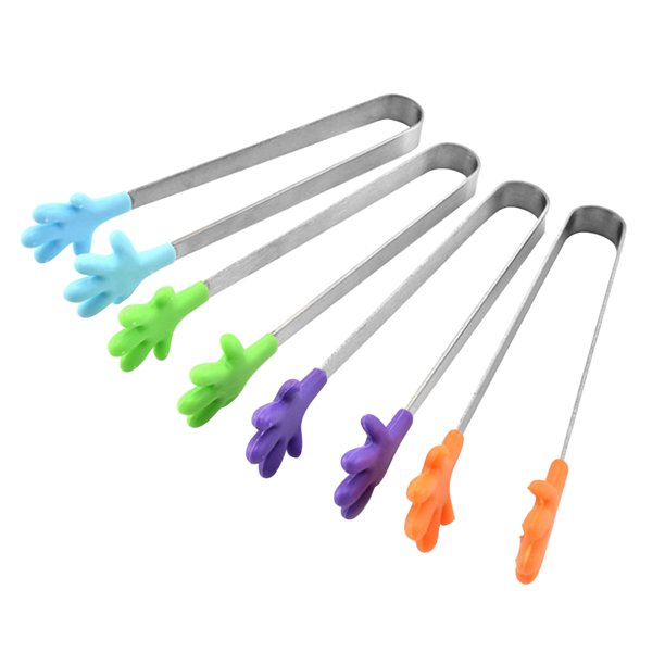 FELTECHELECTR Pinzas de cocina de silicona antiadherentes de acero inoxidable para barbacoa, 4 unidades (color aleatorio)