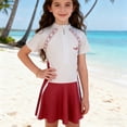 thumbnail image 2 of ibiyuan Girls Swimsuit 2 Piece Tie-Straps Bathing Suits Sparkly Tankini Modest Ruched Ruched Side Bikini Sets Swimwear with Cover Up Beach Skirt, 2 of 5