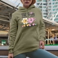 thumbnail image 2 of Focus on the Good, Retro Heart & Flowers Art Merch Gift, Sand Hooded Sweatshirt or Hoodie, Large, 2 of 5