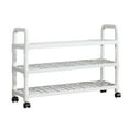 thumbnail image 2 of AuroraX Shoe Rack with Wheels White 3 Tier Small Shoe Rack Organizer Corner Sturdy Free Standing Space-Saving Minimalist Cute Shoe Storage Organizer for Closet,Entryway,Door,Easy To Assemble, 2 of 6