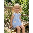 thumbnail image 6 of AceBaby Toddler Baby Girl Outfits,6M-4T Embroidery Plaid Bowknot Sleeveless Tank Tops and Waist Shorts 2Pcs Clothes Set for Summer, 6 of 9