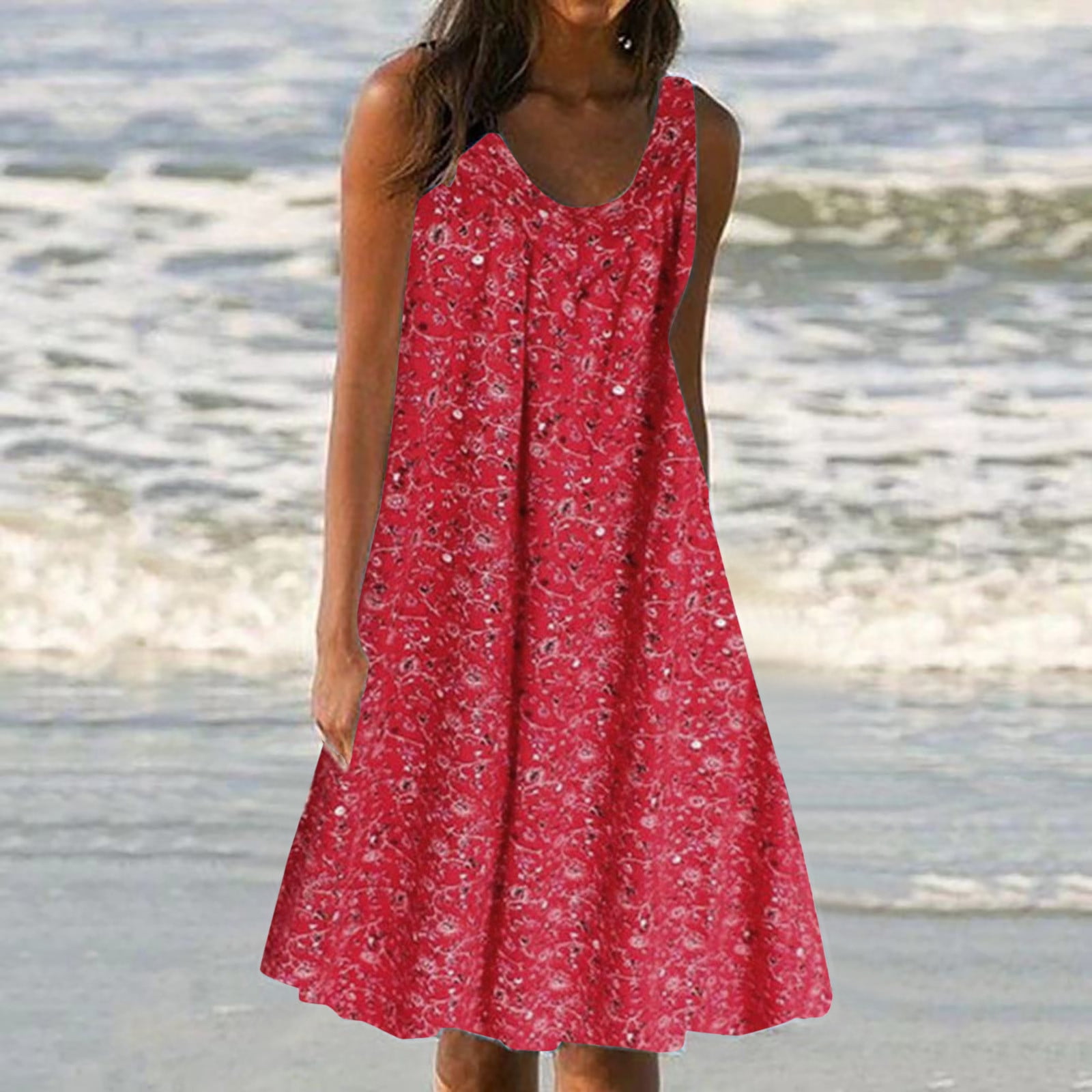 Womens Dress Clearance under 5 Women's Summer Print Dress Short Sleeve ...