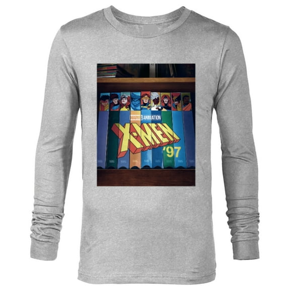 Marvel Studios X-Men ’97 Retro Cartoon VHS Videotapes Lineup- Long Sleeve T-Shirt for Men - Customized-Athletic Heather