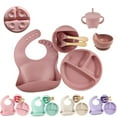thumbnail image 3 of PEACNNG Silicone Baby Plates Spoons Forks Bib Bowls Plates Cup Child Feeding Suction Kids Toddler Eating Tableware Tableware Non-slip set, 3 of 5