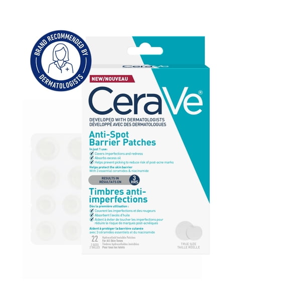 CeraVe Anti-Spot Barrier Patches, Invisible Hydrocolloid Patches with Ceramides and Niacinamide