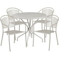 thumbnail image 2 of Flash Furniture Commercial Grade 35.25" Round Light Gray Indoor-Outdoor Steel Patio Table Set with 4 Round Back Chairs, 2 of 5