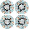 thumbnail image 2 of Shower Caps,Pioneer Flower Floral Print Pattern Waterproof Shower Cap for Women 4 Pieces,Double Reusable Hair Cover for Shower PEVA Elastic Stretch Hem, 2 of 7