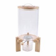 7.5L Rice Dispenser, Glass Airtight Storage Container with Bamboo Lid, Bottom Valve, Measuring Cup, for Dry Food Beans Flour Pet Food, Kitchen Canister
