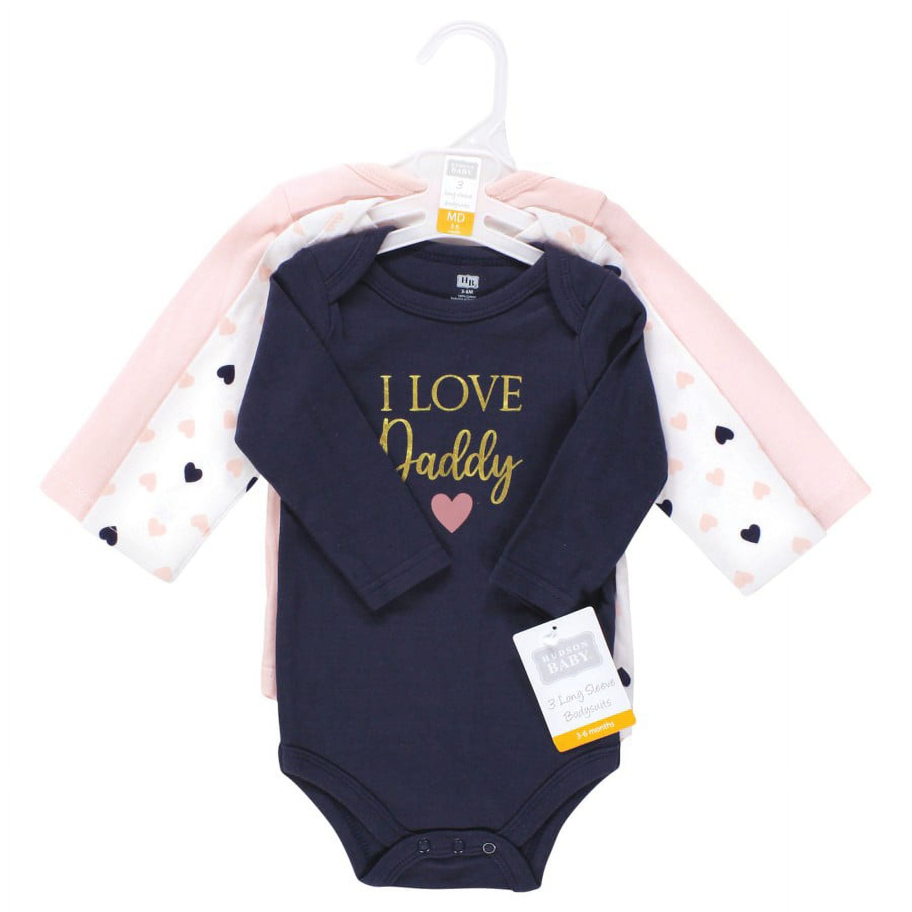 Hudson Baby Cotton Long-Sleeve Bodysuits, 3-Pack, Newborn- 24 Months