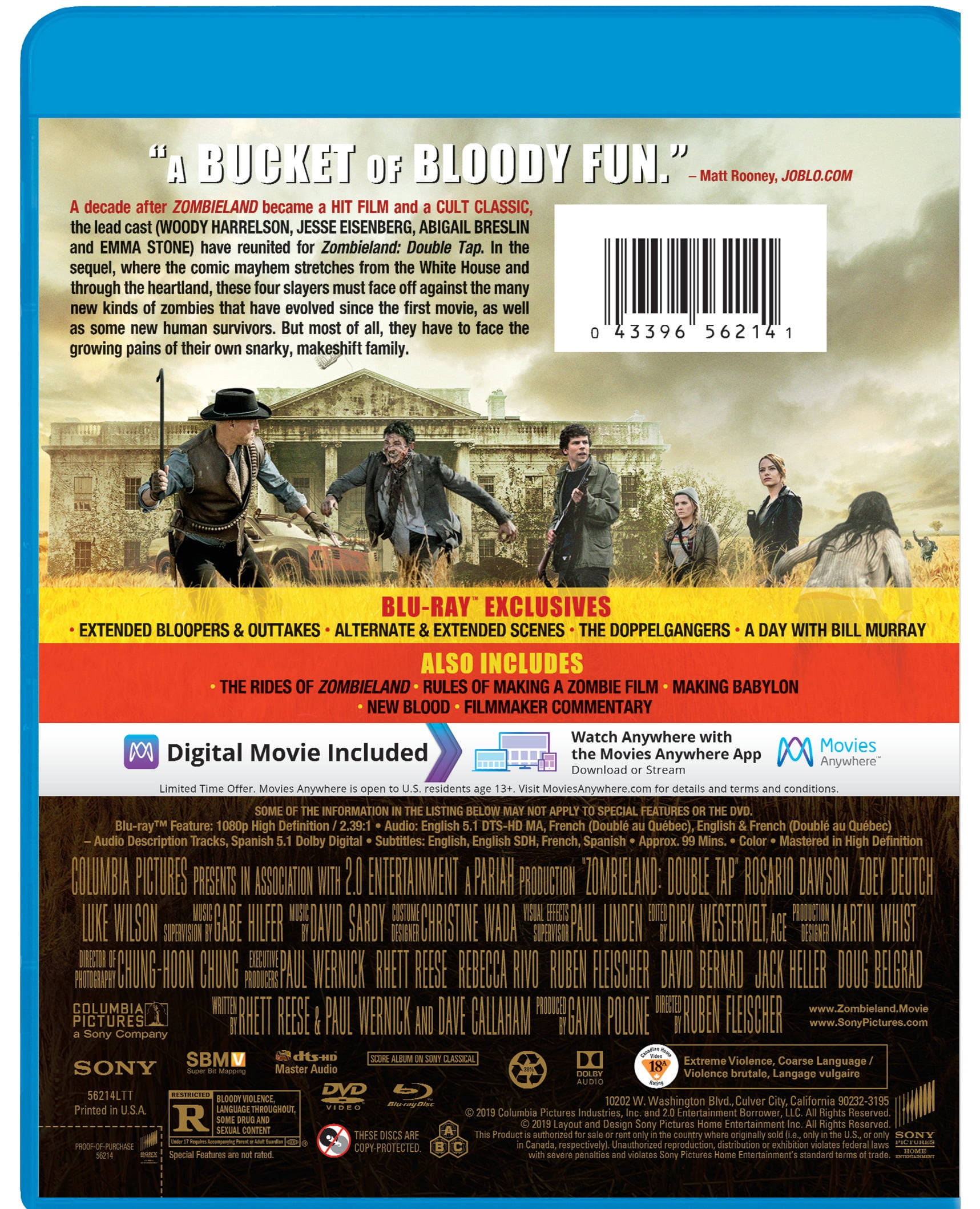 New Zombieland: Double Tap (Blu-ray / DVD + Digital) 43396562141