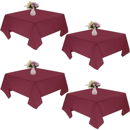 

XIACOCO-4 Pack Square Table Cloth 85X85 Inch Burgundy Tablecloth Machine Washable Fabric Polyester Table Cover For Dining Buffet Parties Picnic Events Weddings And Restaurants（Burgundy）
