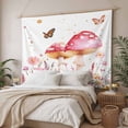 thumbnail image 3 of Pink Mushroom Tapestry for Bedroom Wall Hanging Tapestry, Botanical Floral Spring Summer Ceiling Backdrop Tapestries Poster Blanket Wall Decor for Teens Room Living Room Dorm 59" x 90", 3 of 8