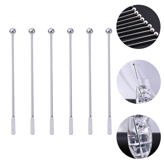 Omeite 304 stainless steel stirring stick cocktail stick (silver 19cm) 6pcs/pack