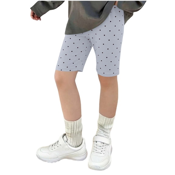Ugoldhm Girls Polka Dot Print Biker Shorts Soft Stretchy Elastic Waist Kids Athletic Shorts Summer Pants for Play
