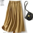 thumbnail image 6 of Aueoeo Women's Skirts Work Loose Fits Elasti Midi Skirt High Waist Skirt Vintage Cotton A-Line Pleated Skirts Khaki XL, 6 of 9