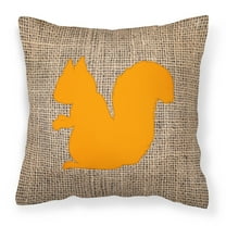 Carolines Treasures BB1119-BL-OR-PW1818 Squirrel Burlap and Orange   Canvas Fabric Decorative Pillow BB1119 18H x18W