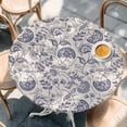 thumbnail image 3 of Farmhouse Purple Floral Round Fitted Table Cover Linen Boho Flower Rustic Country Waterproof Table Cloth with Elastic Edge Wipeable Tablecloth for Picnic Camping Party Fits 45"-54" Diameter, 3 of 8