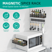 Hangfan refrigerator magnetic spice rack, 4-piece set of 100% metal strong magnetic rack, space saving spice storage rack, household kitchen and laundry storage rack, with tissue holder and hook.