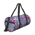 thumbnail image 3 of Xecao Cute Nautical print Round Travel Duffel Bag is a foldable gym bag with an inner pocket, perfect for travel sports, 3 of 8