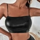 thumbnail image 2 of Camiseta sin mangas con tirantes y purpurina para mujer - Top corto sexy de charol - Poliéster, ropa informal para el día a día - Tallas US S-XL, color liso, estilo otoñal, 2 of 8