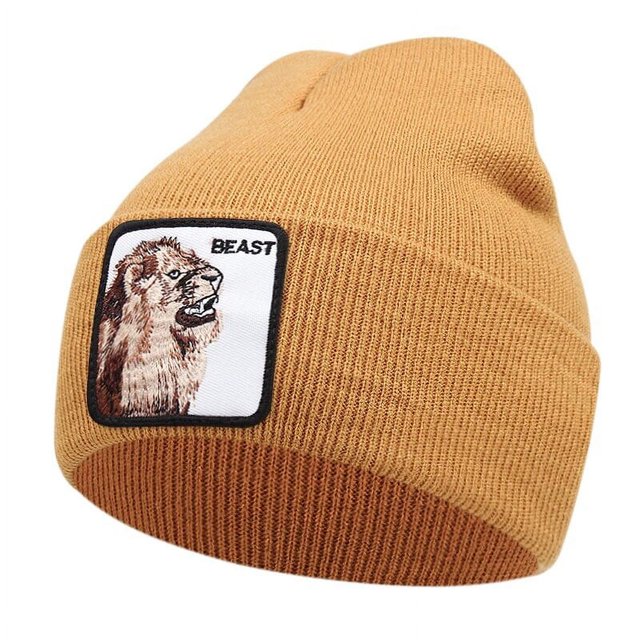 Gorro de punto de animales de pantera para hombre y mujer, gorro Skullie, gorro cálido de invierno, gorro de punto de Hip Hop, informal, esquí, vacaciones