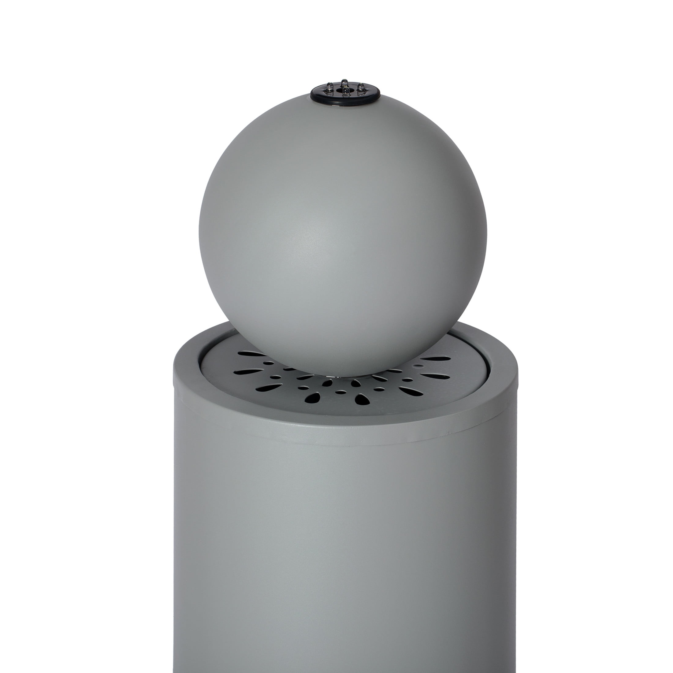 Christopher Knight Home 34.25" Outdoor Sphere-Top Fountain with LED Lights, Cutout Water Feature, Light Gray