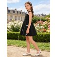 thumbnail image 5 of IBTOM CASTLE Girls' Bow Spaghetti Strap Dress - Adjustable A-Line Bubble Hem Party Dress for Summer Birthday Party School 10-11 Years Black, 5 of 7