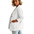 thumbnail image 5 of Dwellite Denim Cardigan for Women Lightweight Button Down Vneck Jean Jackets Fashion Long Sleeve Vintage V Neck Coat White M, 5 of 5