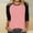 Pink, variant on Plus Size T-Shirts for Women Green 3/4 Sleeve Crew Neck Blouses Comfy Patchwork Tops Juniors T-Shirts