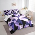 thumbnail image 3 of Manfei Chic Abstract Stripes Bedding Comforter Set 7 Pieces for Adult, Purple Rectangle Geometric Full Bedding Set, Retro Artwork Reversible Fitted Sheet Flat Sheet, Super Cozy Room Decor, 3 of 7
