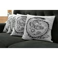 thumbnail image 2 of Ambesonne Dragon Throw Pillow Cover 4 Pack, Japanese, 16", White and Black, 2 of 6