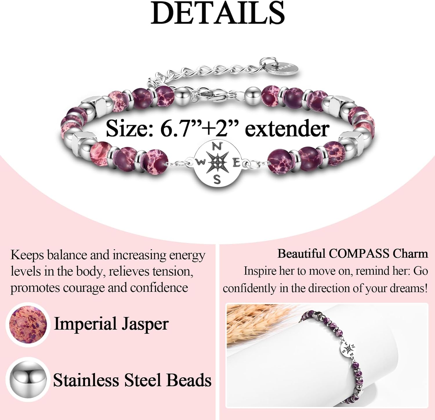 Inspirational Grad Present 2025 Graduation Compass Bracelet For Her - Silver Adjustable Jewelry Gift For High School & College Grads High School Graduation Gifts For Her
