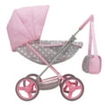 thumbnail image 3 of Cotton Candy Pink Doll Deluxe Pram in Grey Polka Dots W/ Matching Handbag, Fits Dolls Up to 18'', 3 of 5