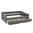 thumbnail image 5 of Queen Size Sofa Beds Queen Size Daybed with Drawers Upholstered Tufted Sofa Bed,,with Button on Back and Copper Nail on Waved Shape Arms, Grey (84.5"x63.5"x26.5"),Sleeper Sofa, 5 of 12