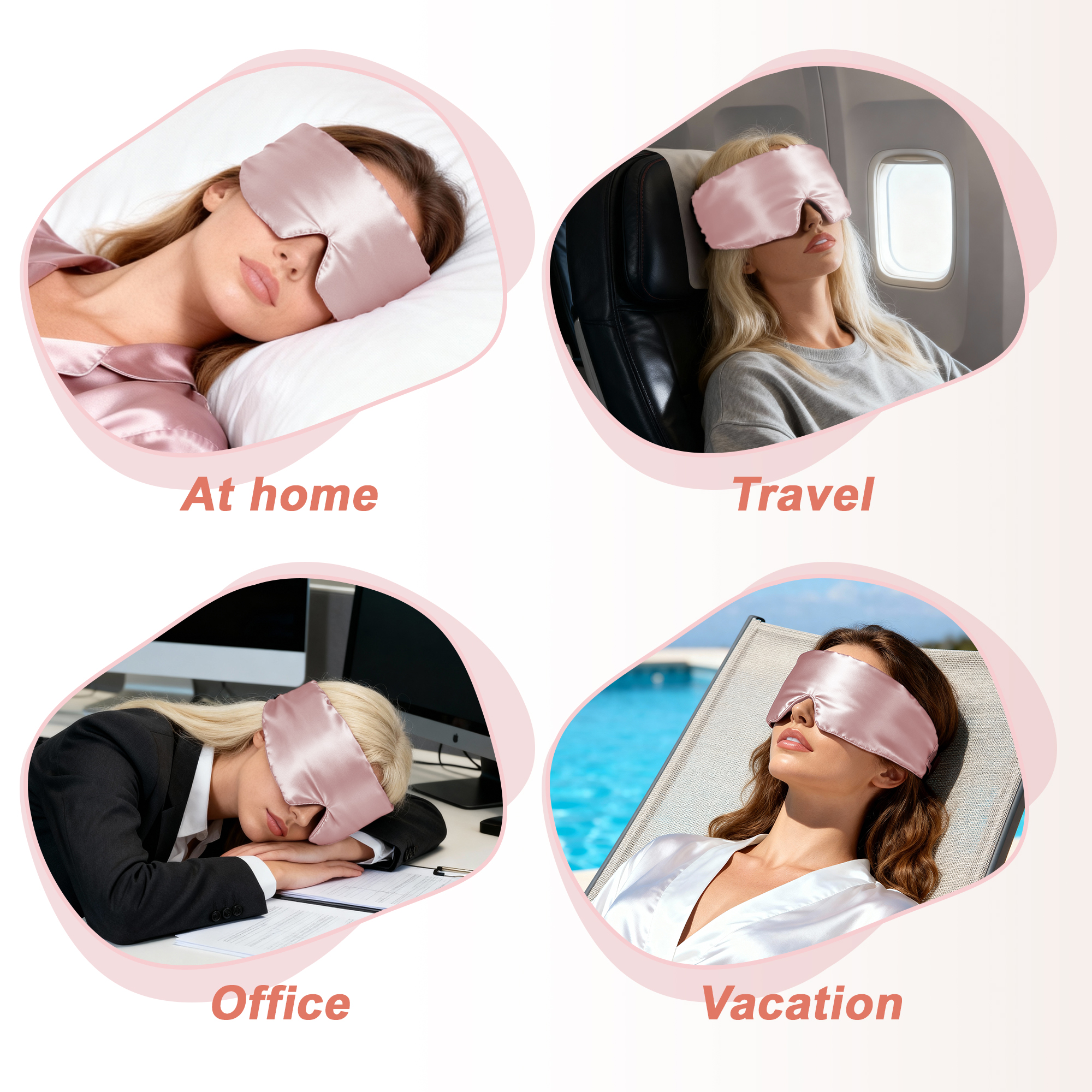 Unique Bargains 22 Momme Pure Silk Sleep Mask with Travel Pouch 3D Contour Adjustable Blindfold for Side Sleepers Eyelash Protecting for Natural Lashes & Extensions Light Pink