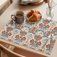 thumbnail image 3 of Boho Floral Placemats Set of 12 Farmhouse Vintage Red Blue Flower Plant Place Mats Indoor Wipeable Table Mats Washable Cloth Dining Table Placemats for Kitchen Holiday Party Home Decor 13x19 Inch, 3 of 9