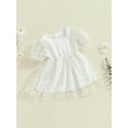 thumbnail image 3 of Suealasg Baby Girls Summer Dress Short Sleeve Crew Neck Floral Tulle Dress 3 6 12 18 Months Infant Girls Princess A-line Dress, 3 of 7