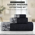 thumbnail image 4 of Superior Wisteria Floral Cotton Bath Towels, Set of 2, Black, 4 of 8