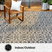 Nicole Miller New York Patio Country Danica Transitional Geometric Indoor/Outdoor Area Rug, Black/Grey, 1'9x2'11