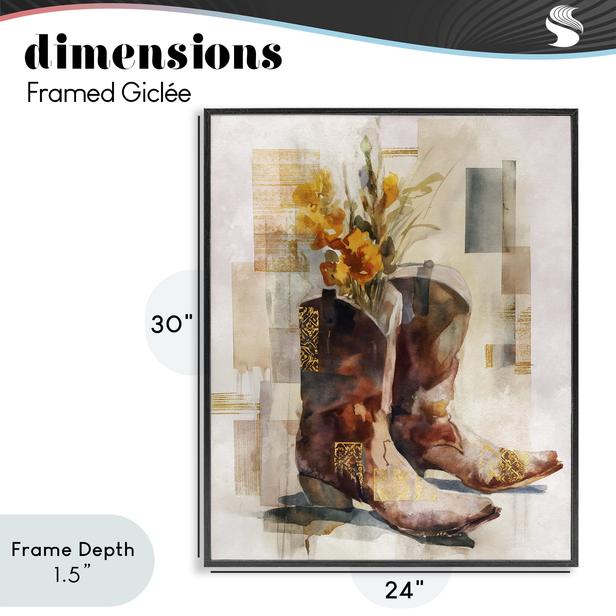 Stupell Industries Western Roots & Blooms Black Framed Giclee Art, design by Svetlana Aleynikova