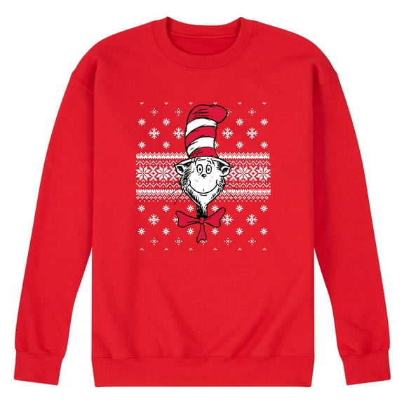 Dr. Seuss - Cat In Hat Sweater - Men's Long Sleeve Crew Fleece Sweatshirt