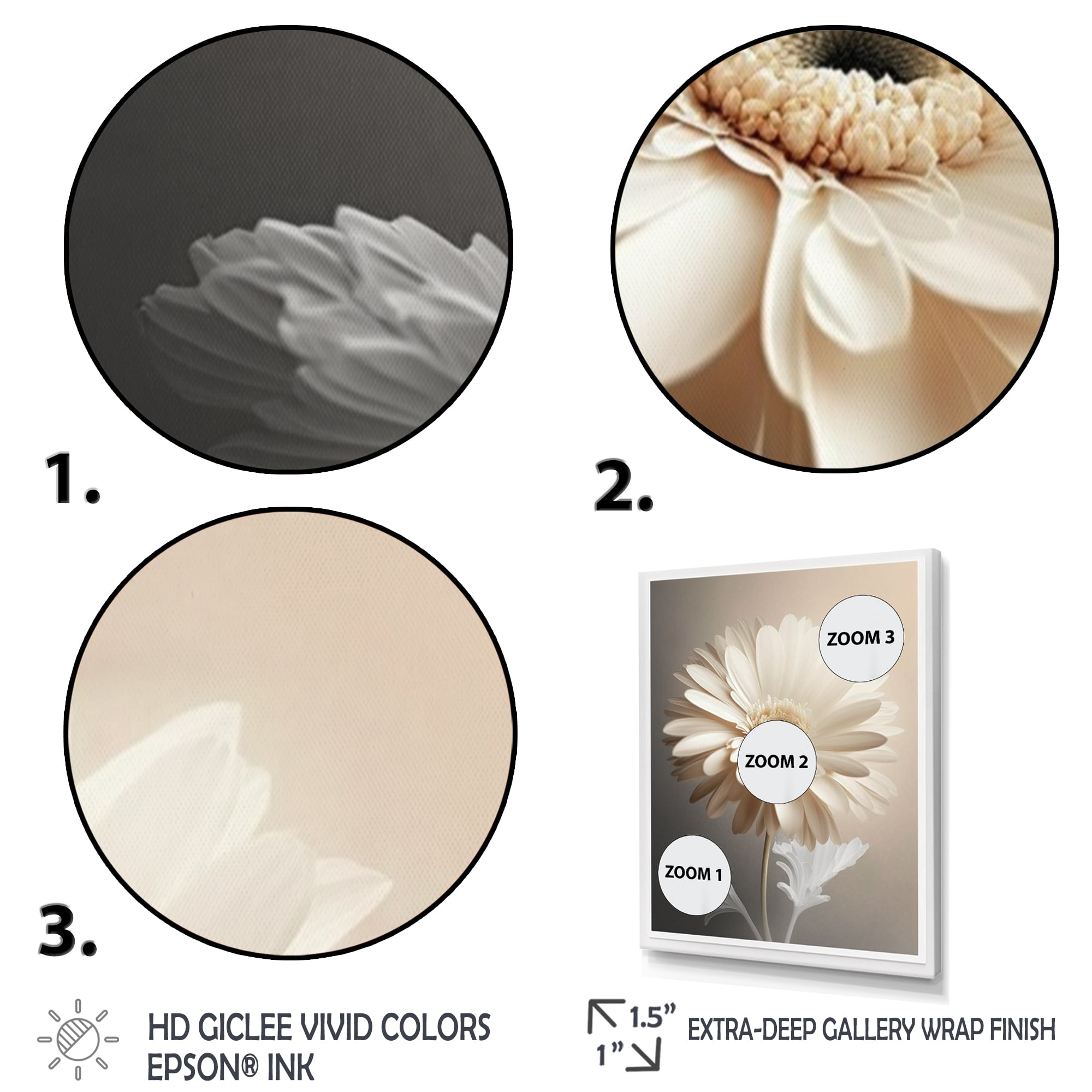 Designart White Gerbera Flower I Canvas Wall Art