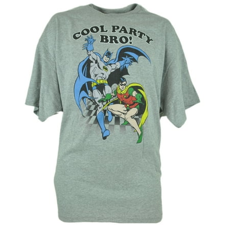DC Comics Batman Robin Cool Party Bro Cartoon Graphic Tshirt Tee Grey XLarge (Best New Batman Comics)